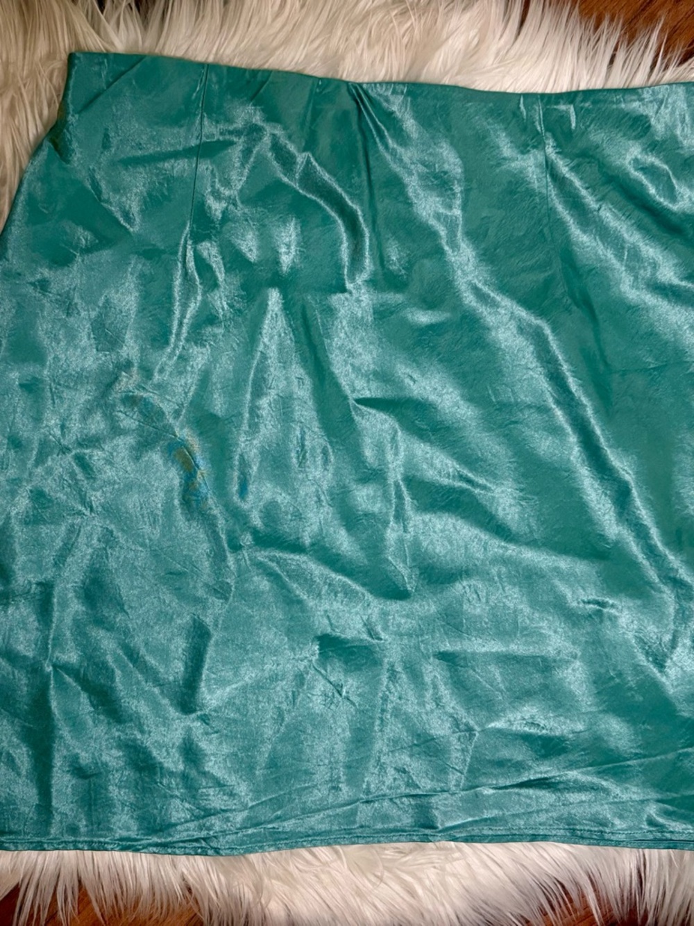 Babaton Teal Satin Mini Skirt
